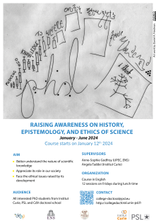 Poster of the course Raising awareness on History, Epistemology and Ethics of Science 2024